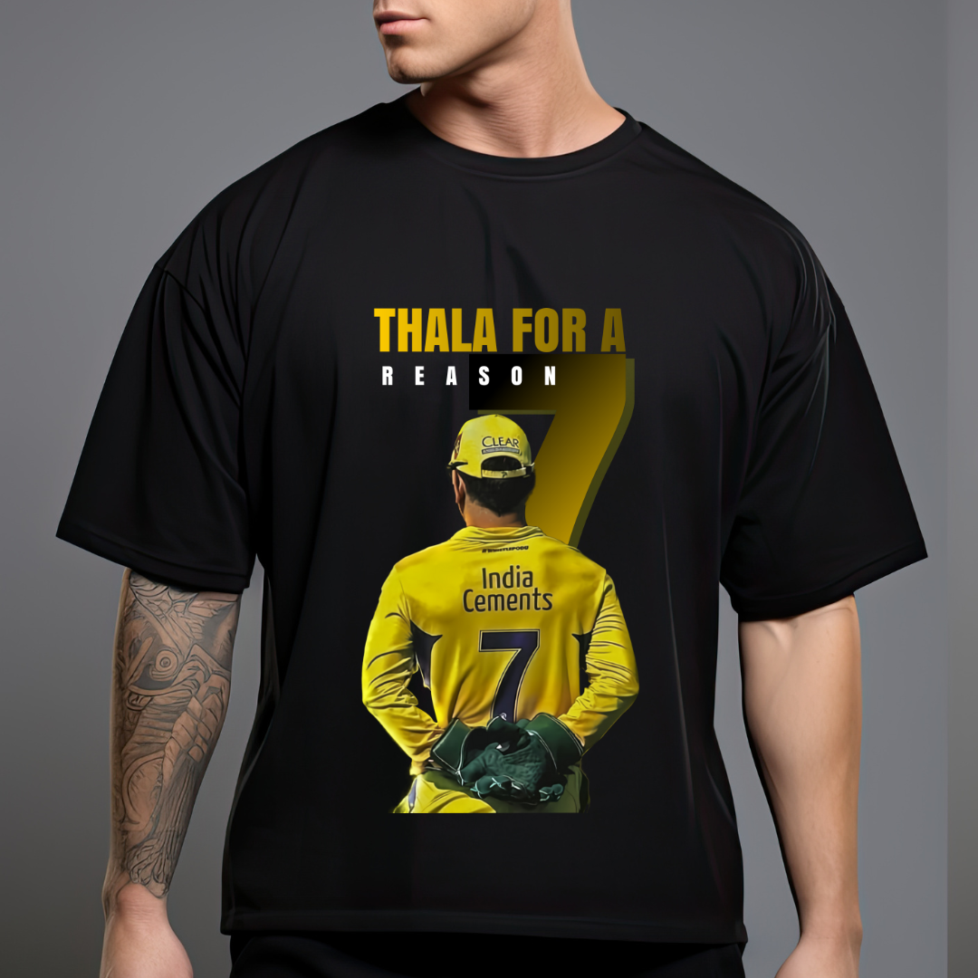 DHONI : THALA FOR A REASON (PREMIUM UNISEX OVERSIZED T-SHIRT)