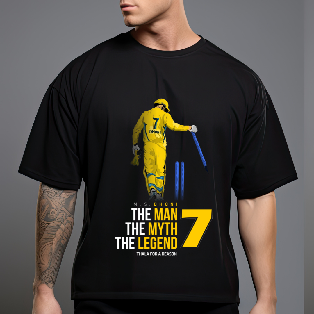 DHONI: THE MAN, THE MYTH, THE LEGEND (PREMIUM UNISEX OVERSIZE T-SHIRT)